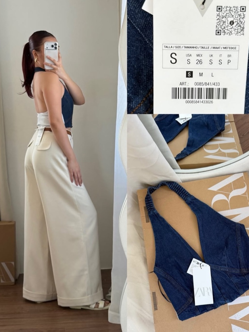 ZARA cropped denim halter top 0085/841 - Picture 5 of 11
